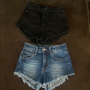 Black and Blue kancan Denim Shorts Set